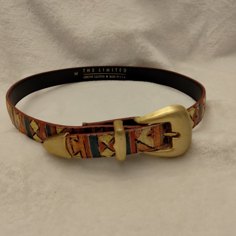 The Limited Aztec design leather belt. M